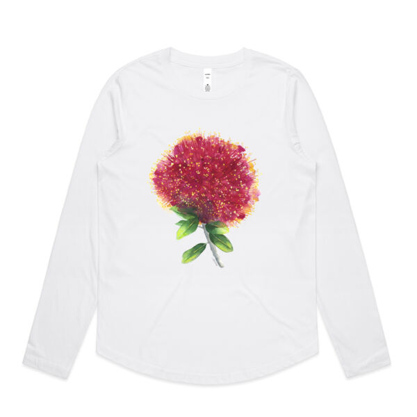 Pohutukawa in Bloom Womens Maple Curve Long Sleeve Thumbnail