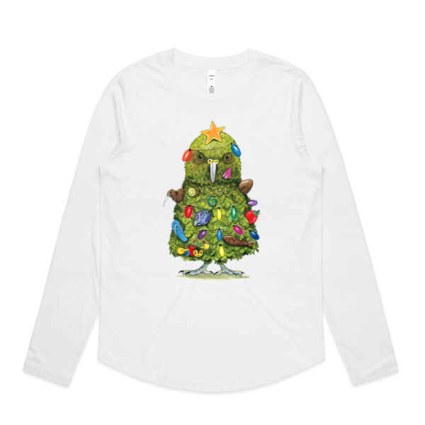 The Kea who loves Christmas Womens Maple Curve Long Sleeve Thumbnail